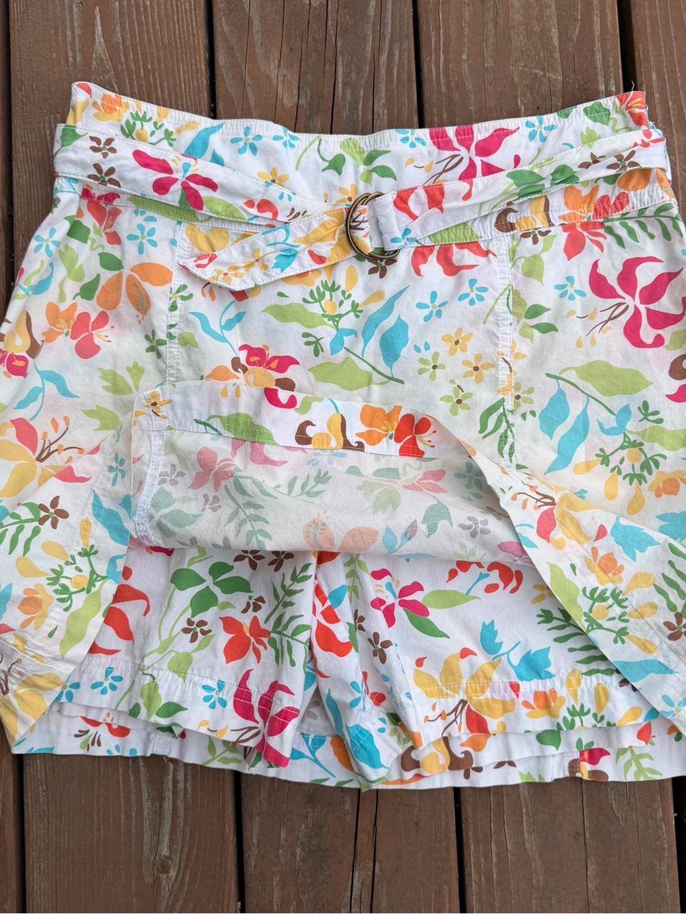 White Stag White Floral Belted Skort 10